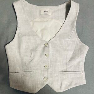 Aritzia Wilfred Desire Vest Heather Cloud White Size 6